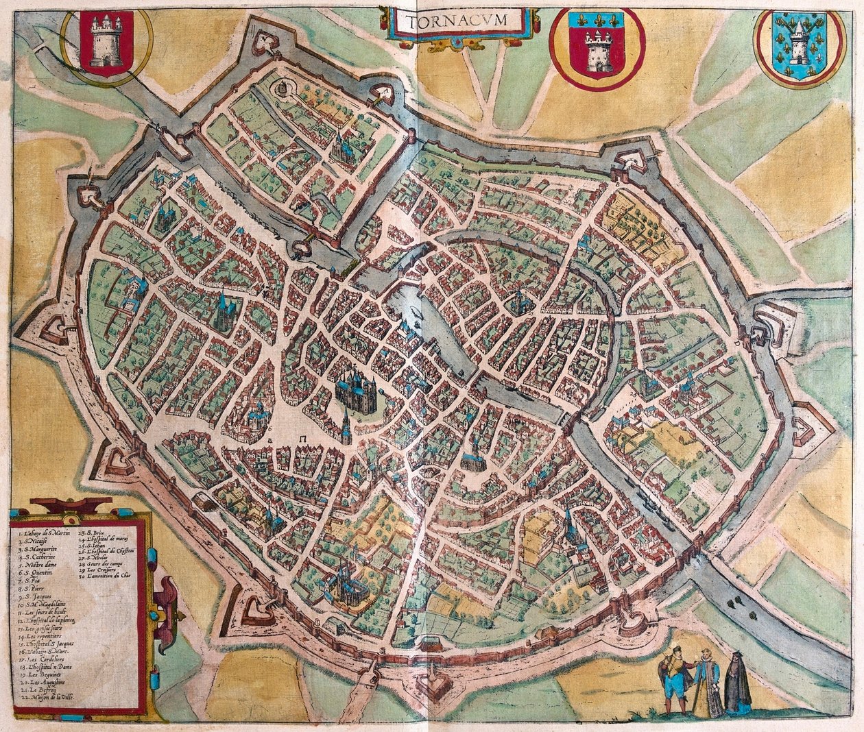 Turnai, Belgia - w "Civitates Orbis Terrarum" Georga Brauna, Kolonia 1617 r. autorstwa Georg Braun