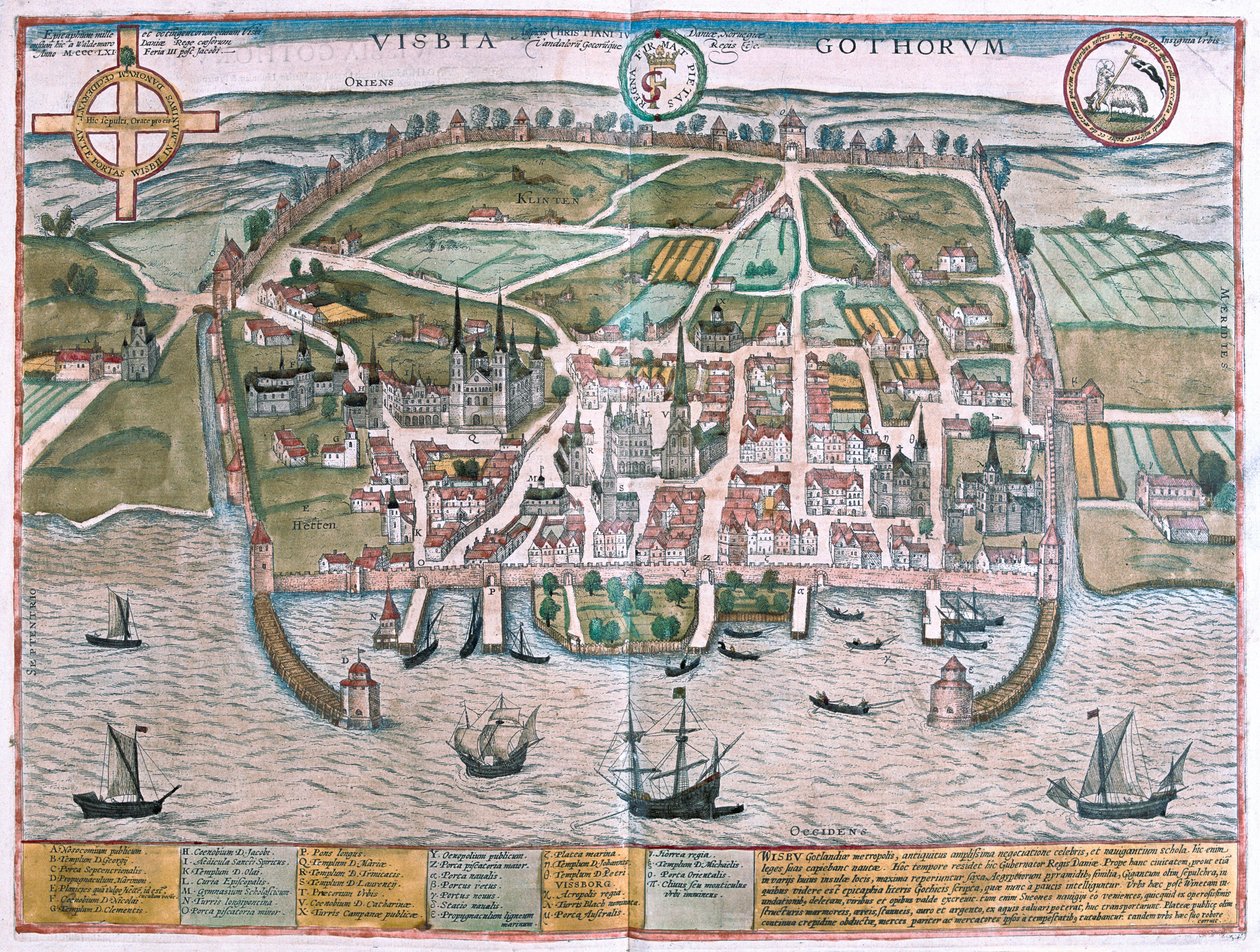 Visby, Gotlandia, Szwecja - w "Civitates Orbis Terrarum" Georga Brauna, Kolonia 1617 r. autorstwa Georg Braun