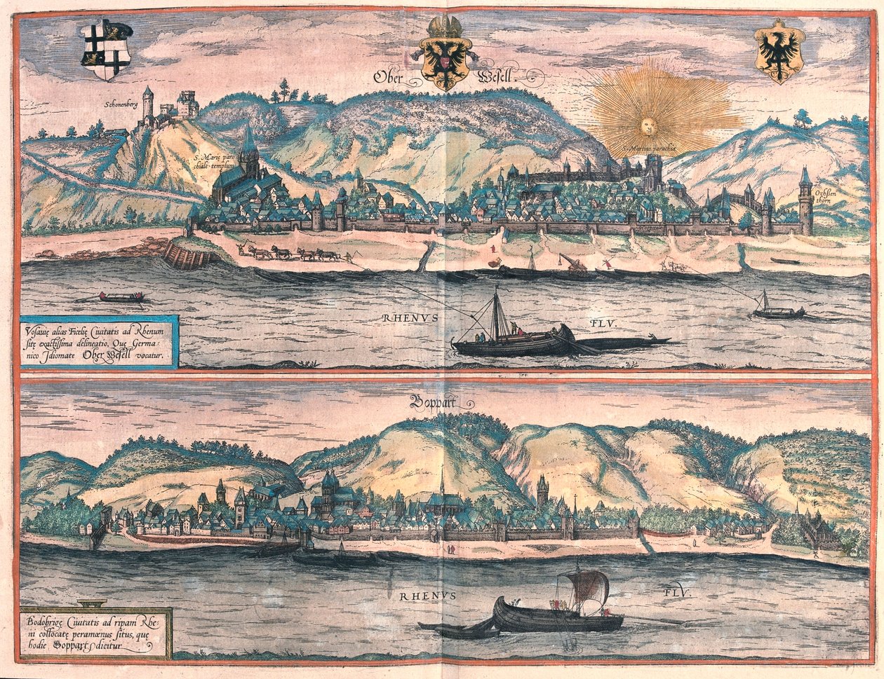 Vosavia (Ficelia) Oberwesel - Boppard, Niemcy - w "Civitates Orbis Terrarum" Georga Brauna, Kolonia 1617 r. autorstwa Georg Braun