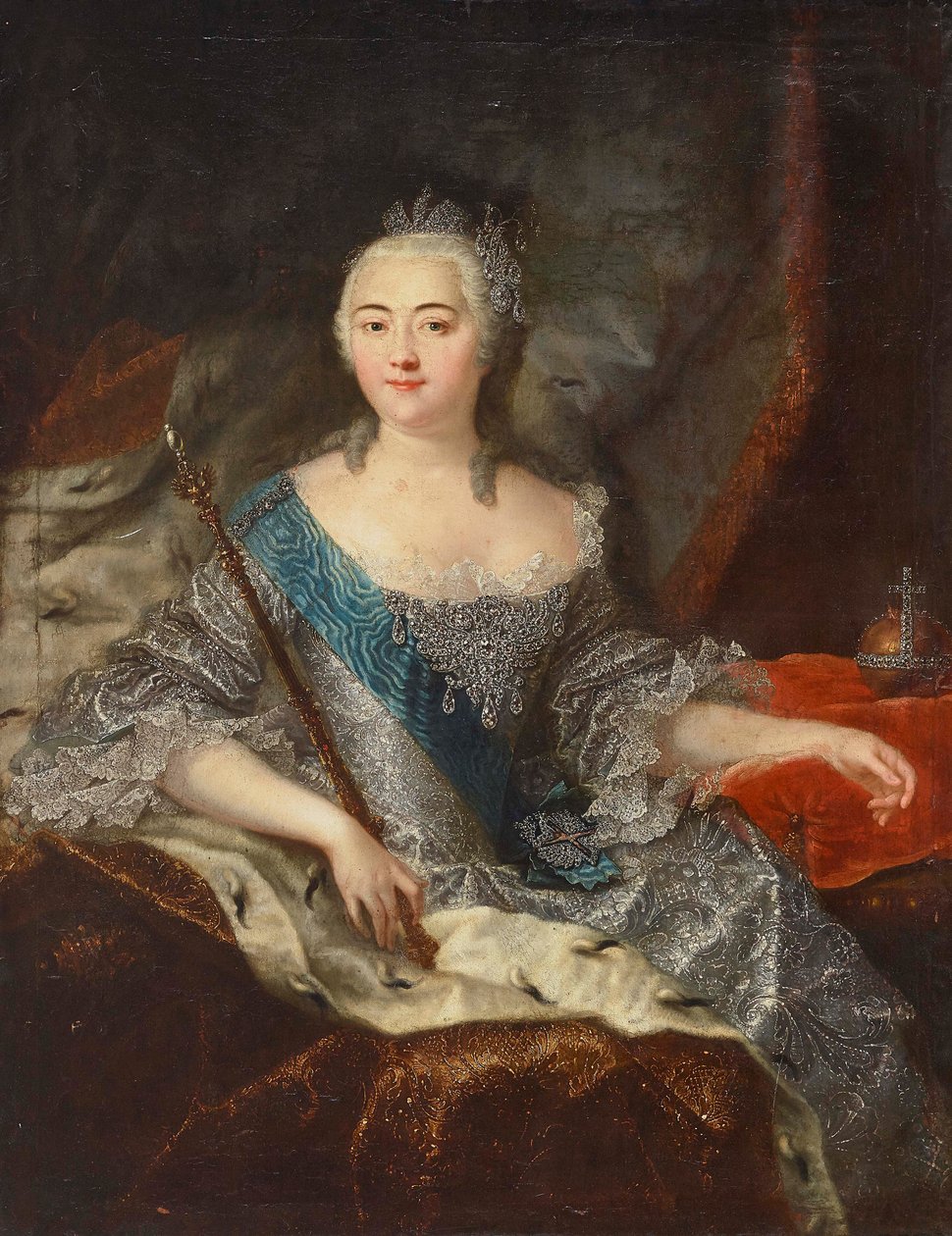 Portret cesarzowej Elżbiety Rosji 1709-1762, lata czterdzieste XVIII wieku. autorstwa Georg Christoph Grooth