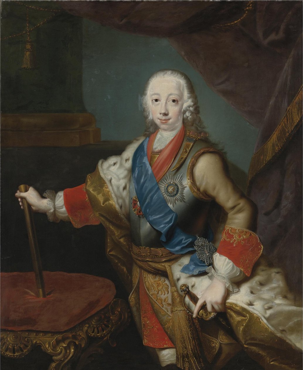 Portret cara Piotra III Rosji 1728-1762 autorstwa Georg Christoph Grooth