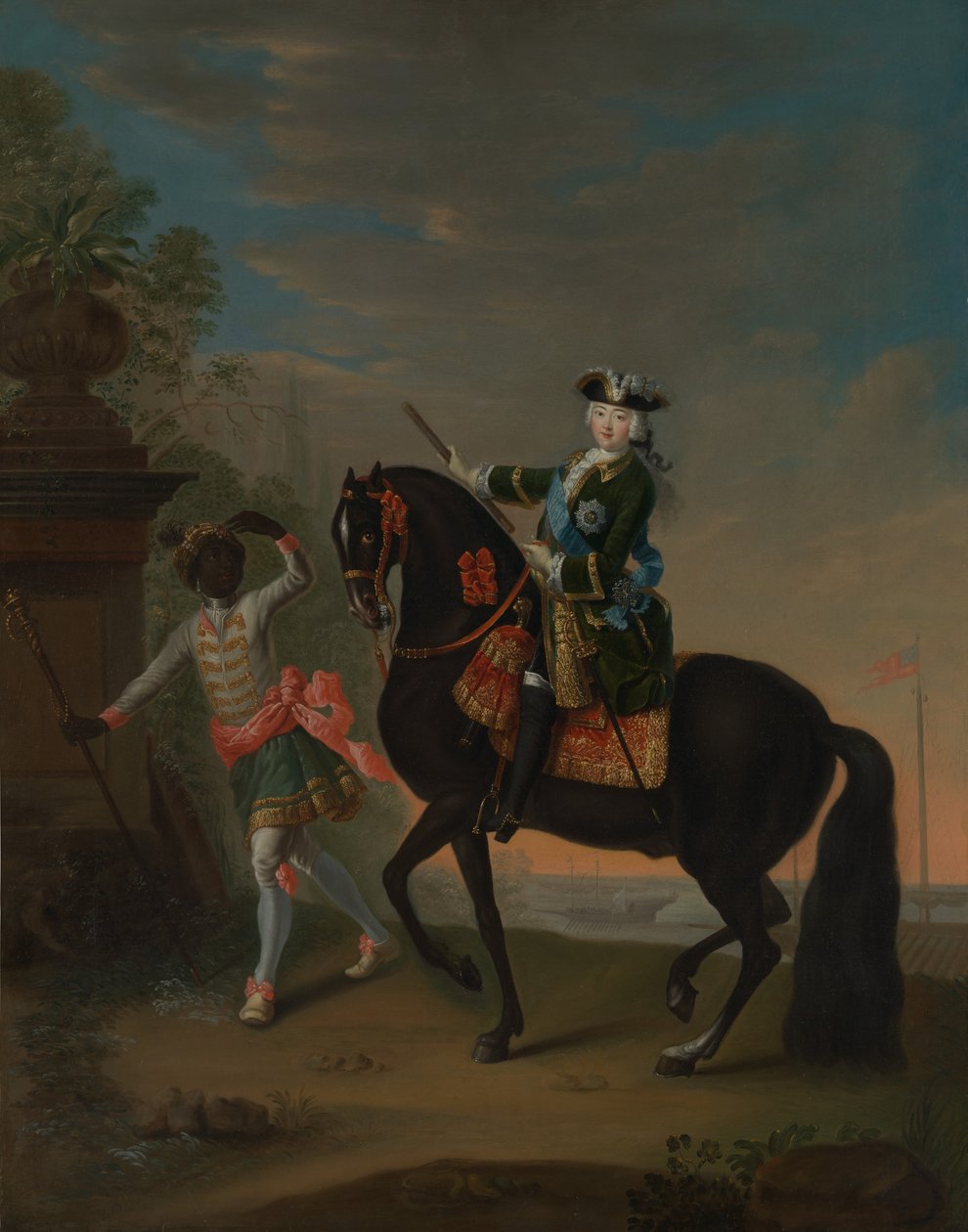Cesarzowa Rosyjska Elżbieta 1709-1762 na koniu, w towarzystwie pazia, po 1743-49. autorstwa Georg Cristoph Grooth