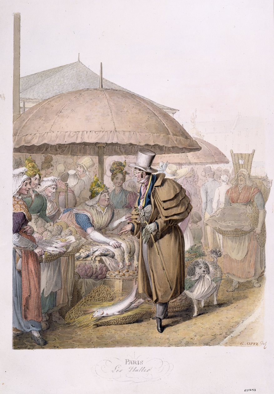 Targi w Les Halles, 1831 (wc na papierze) autorstwa Georg Emanuel Opitz