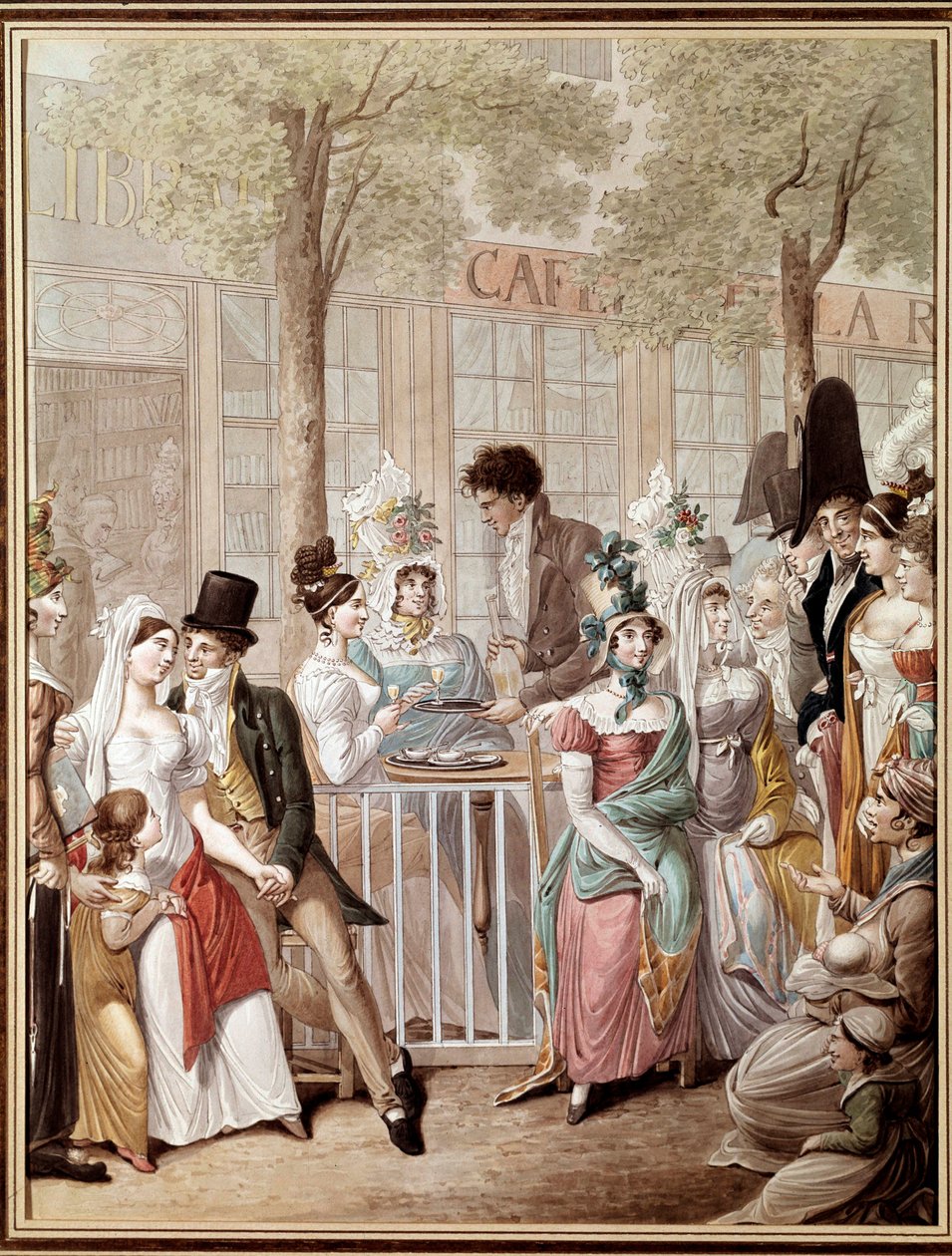 Taras kawiarni de la Rotonde w Paryżu w 1814 r. Litografia George