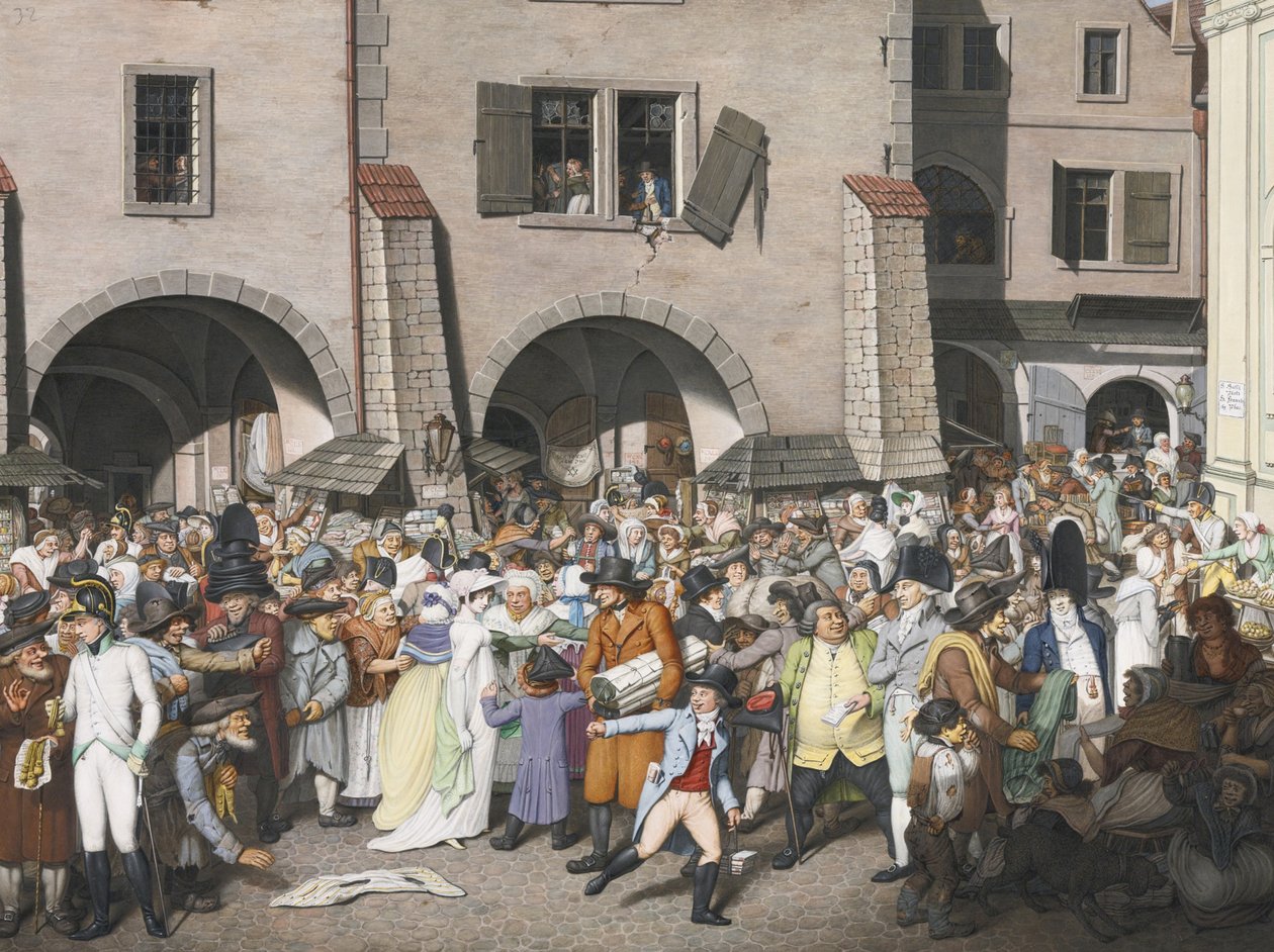Tętniący życiem rynek, Praga, 1804 autorstwa Georg Emanuel Opiz