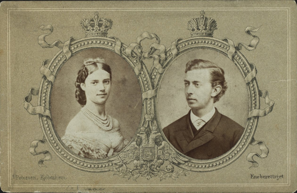 Wielki książę Mikołaj Aleksandrowicz Rosji 1843-1865 i księżniczka Dagmar Danii 1865. autorstwa Georg Emil Hansen