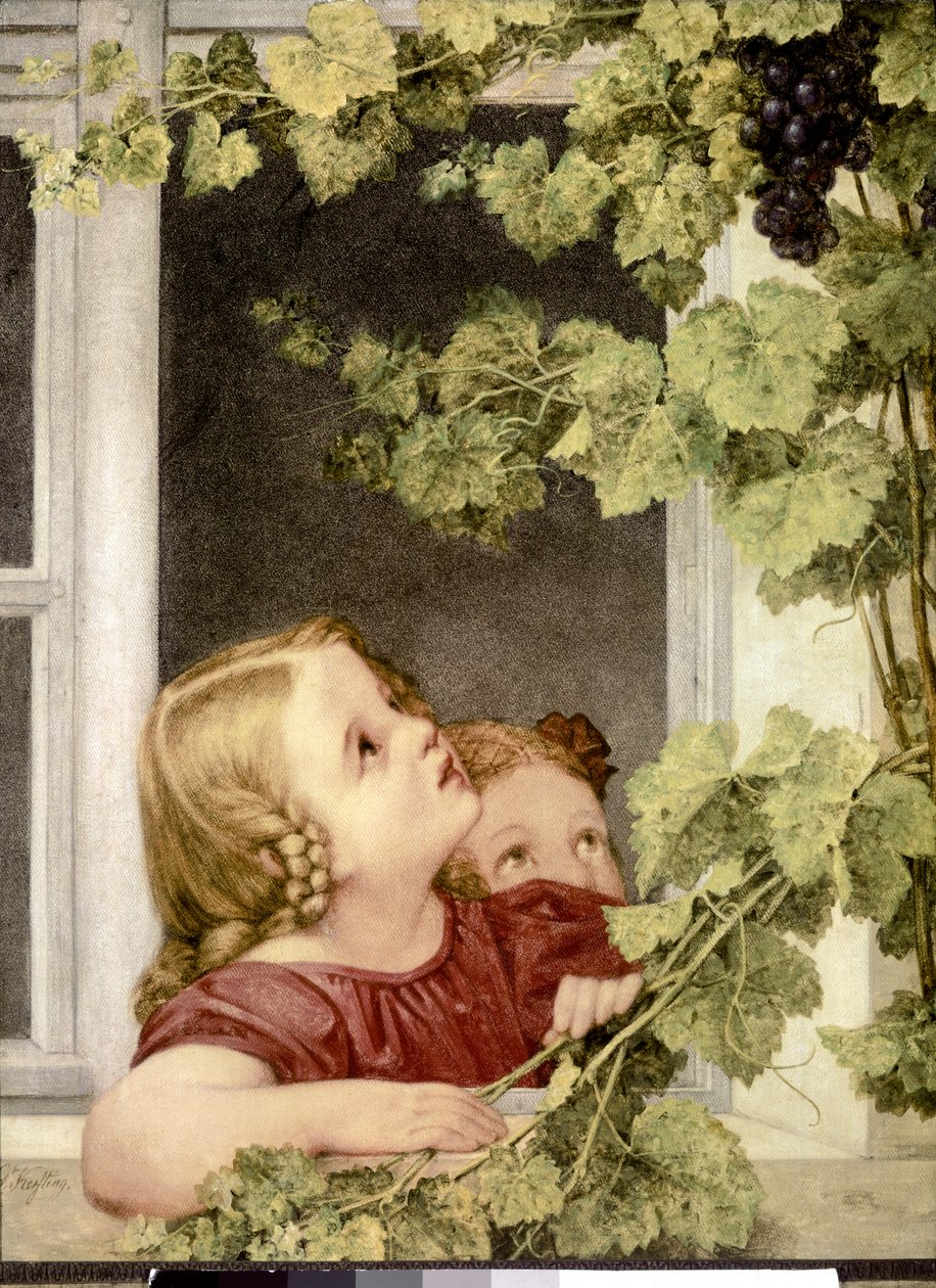 Dziecko w oknie. ok. 1843. (olej na płótnie) autorstwa Georg Friedrich Kersting