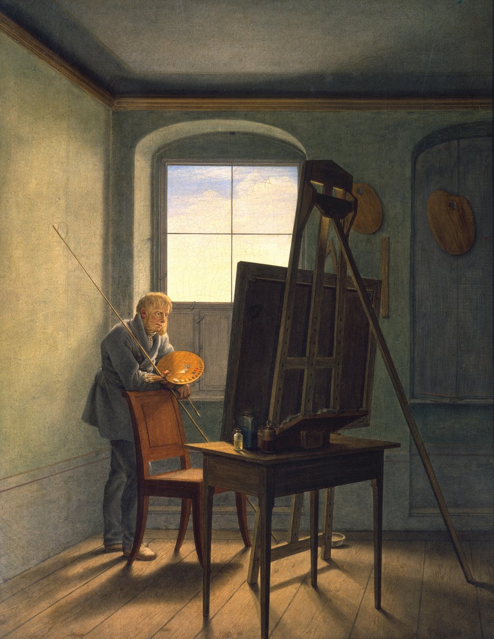 Niemcy: Caspar David Friedrich w swojej pracowni Caspar David Friedrich w swojej pracowni (1812) autorstwa Georg Friedrich Kersting