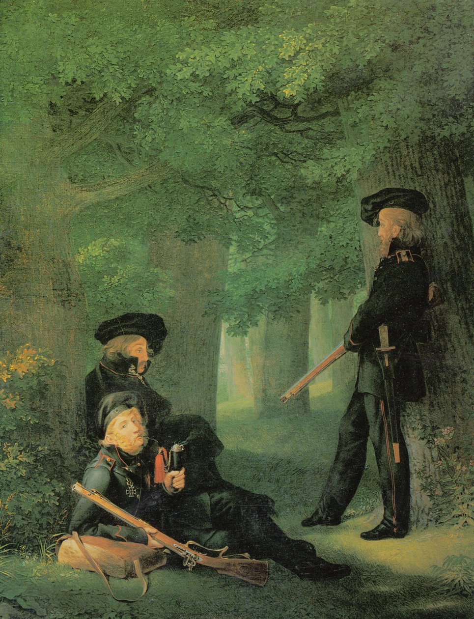 Niemcy: Theodor Körner, Friedrich Friesen i Heinrich Hartmann na Outpost At the Outpost autorstwa Georg Friedrich Kersting