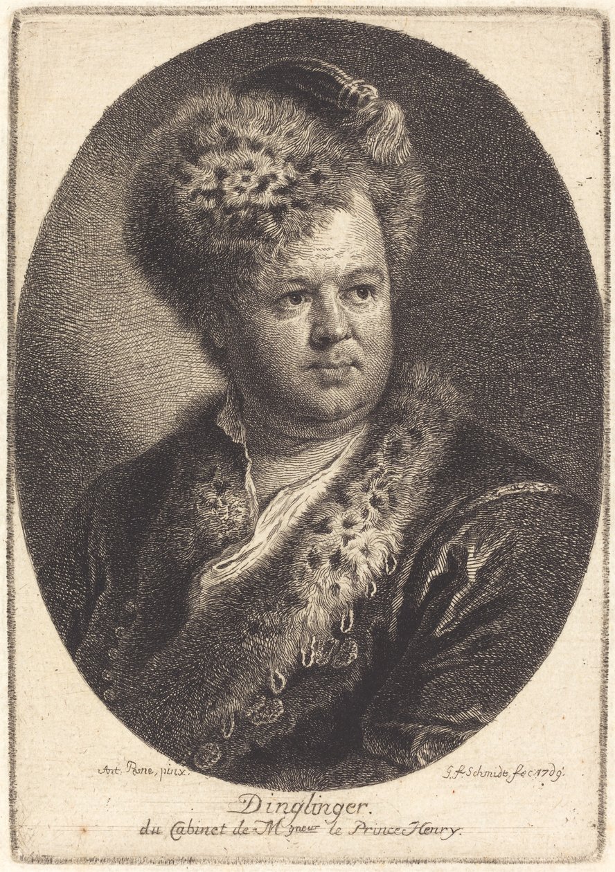 Johann Melchior Dinglinger autorstwa Georg Friedrich Schmidt after Antoine Pesne
