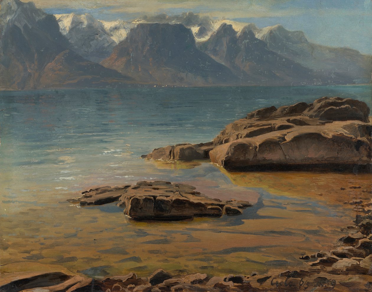 Jezioro Genewskie w pobliżu Vevey w kierunku Evian autorstwa Georg Heinrich Crola