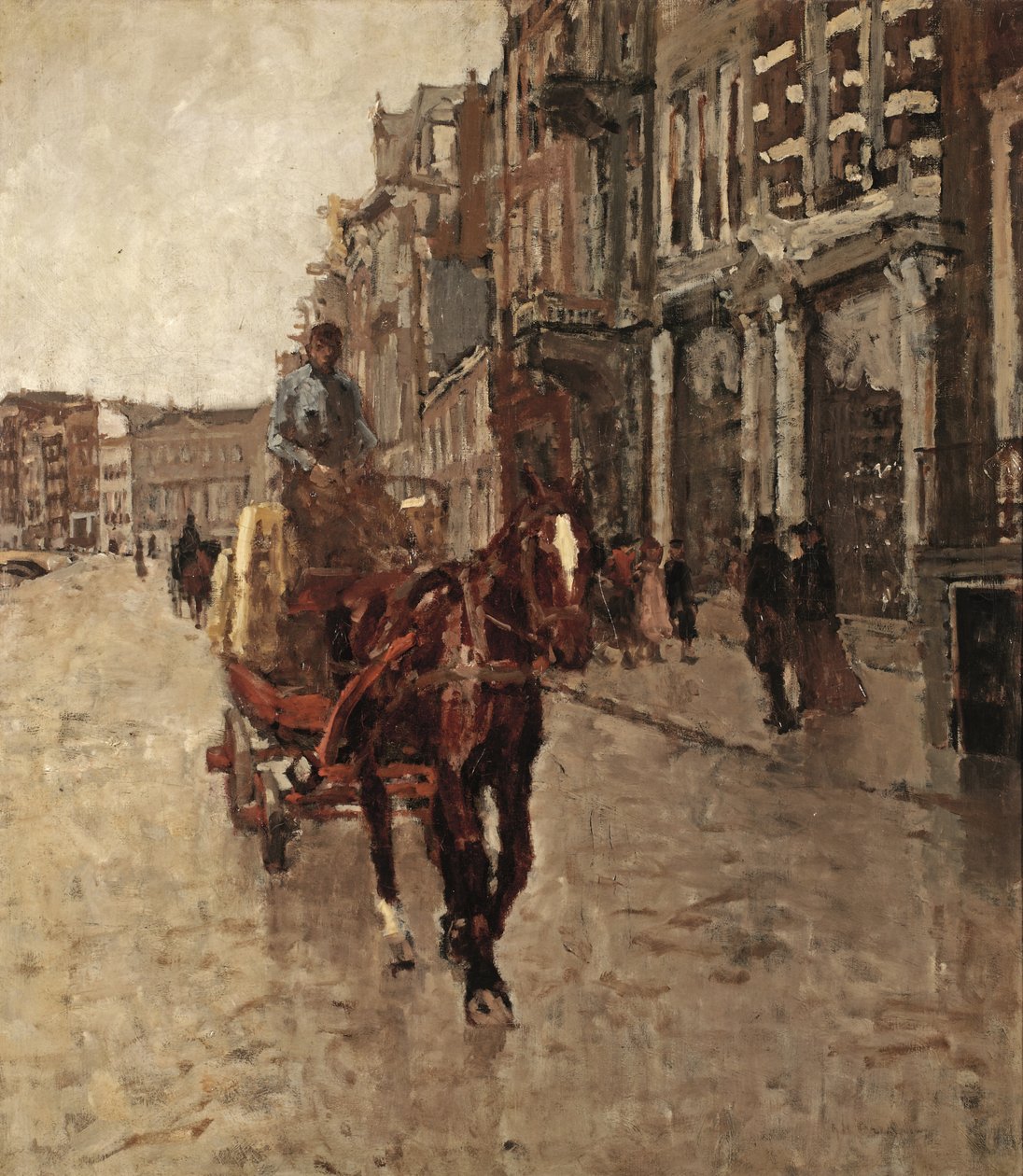 Rokin Westzijde: zaprzęg konny na Rokin, Amsterdam autorstwa Georg Hendrik Breitner