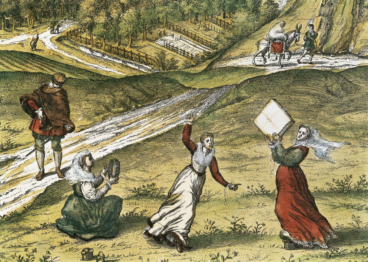Danseurs Andalus Fragment Grenady w tomie 1 "Civitatis Orbis Terrarum" (Tetraum orbis terrarum). Eau forte en couleurs Abrahama Orteliusa (1527-1598), George
