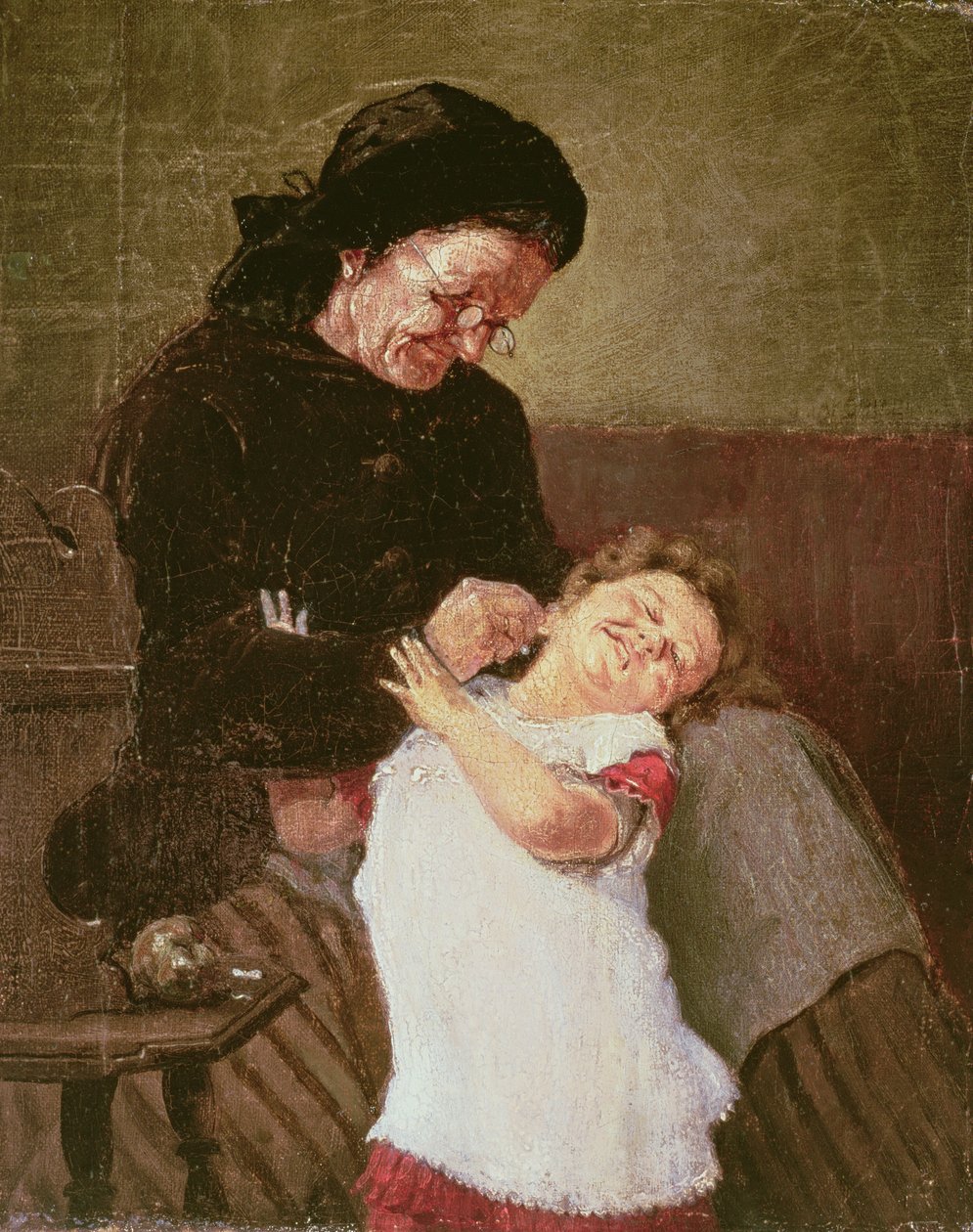 Niegrzeczna dziewczynka (olej na płótnie) autorstwa Georg Jakobides