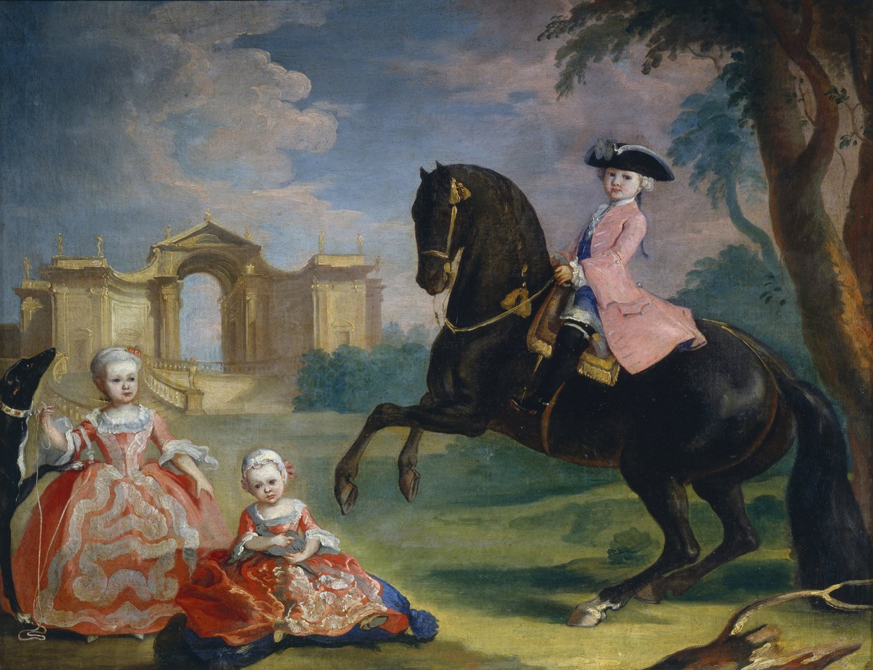 Portret dzieci hrabiego Iwana Illarionowicza Woroncowa: Artemi, Anna i Eudokia Awdotia, 1754 autorstwa Georg Kaspar von Prenner