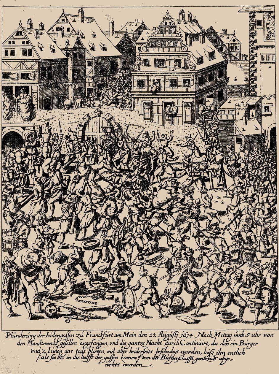 Powstanie Fettmilcha. Splądrowanie Judengasse we Frankfurcie 22 sierpnia 1614 r. 1616-1617 autorstwa Georg Keller
