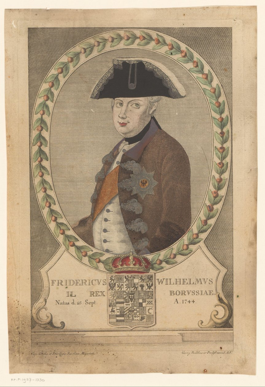 Portret Fryderyka Wilhelma II, króla Prus autorstwa Georg Mathäus Probst