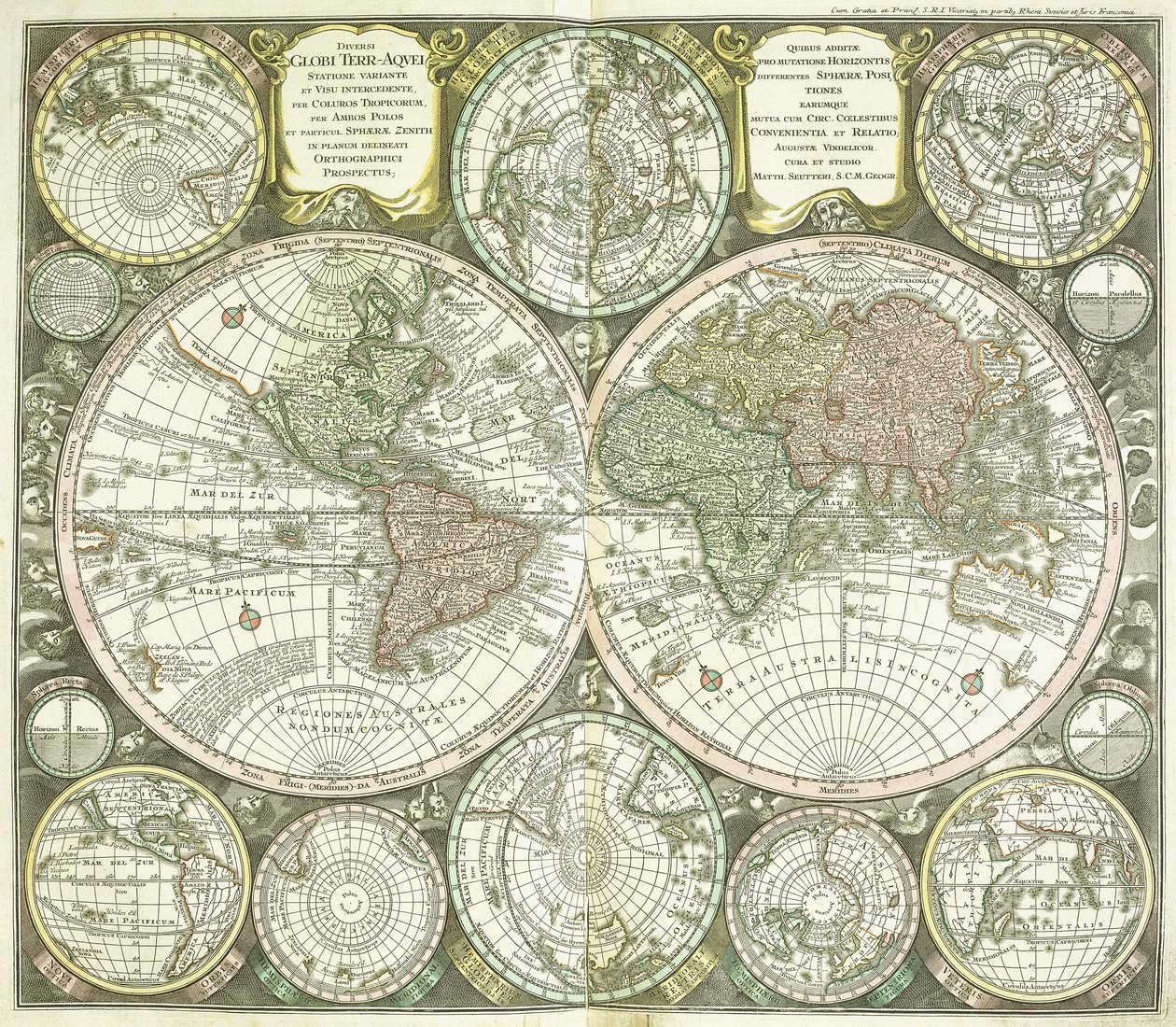 Mapa świata, 1744 autorstwa Georg Matthäus Seutter