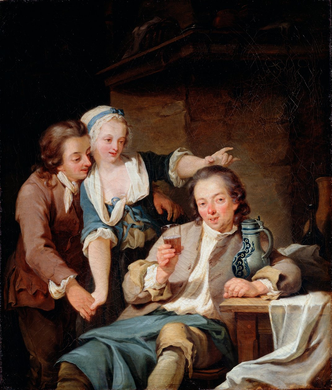 Mąż oszukał wino i miłość”, 1765. autorstwa Georg Melchior Kraus