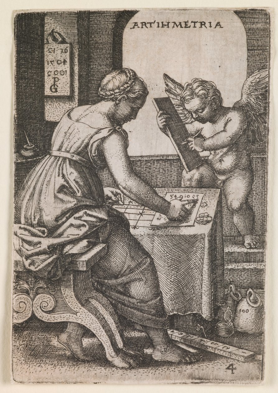 Arytmetyka, z serii "Sztuki wyzwolone", ok. 1541 (rycina) autorstwa Georg Pencz