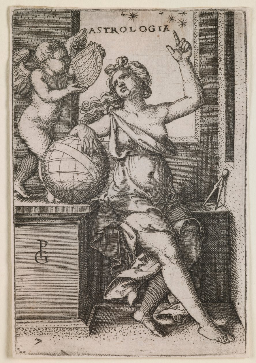 Astrologia, z cyklu „Sztuki wyzwolone” autorstwa Georg Pencz