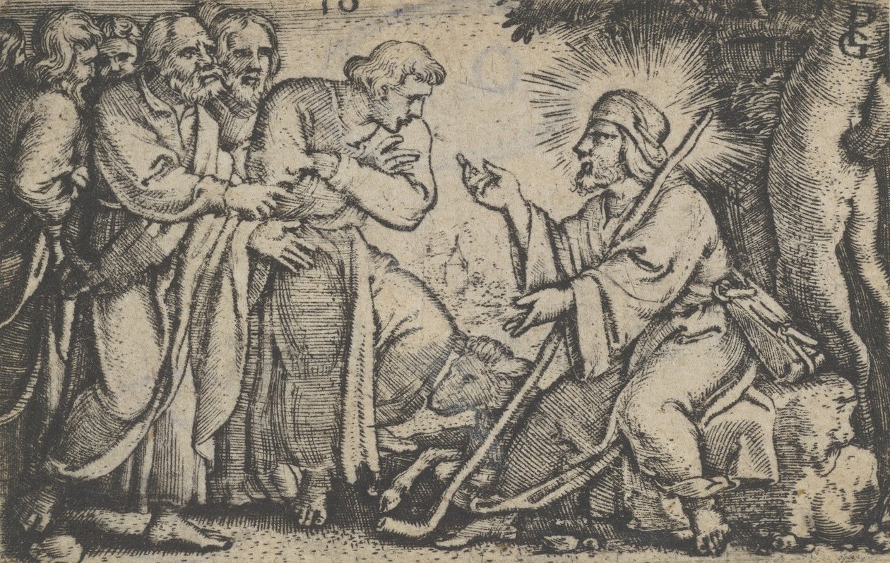 Chrystus mówi do uczniów, z Historii Chrystusa, 1534-35. autorstwa Georg Pencz