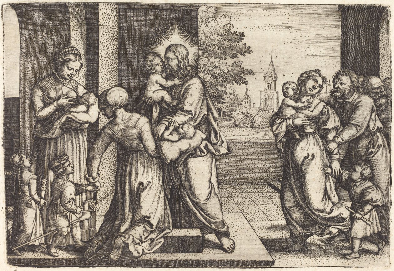 Chrystus otoczony dziećmi autorstwa Georg Pencz