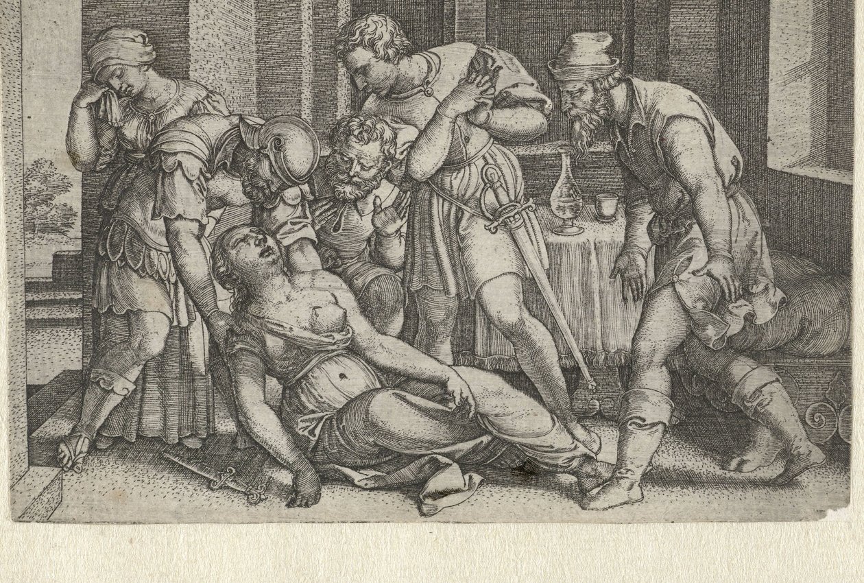 Collatinus i Brutus w umierającej Lukrecji Opowieści z wczesnej historii rzymskiej (tytuł serii) autorstwa Georg Pencz