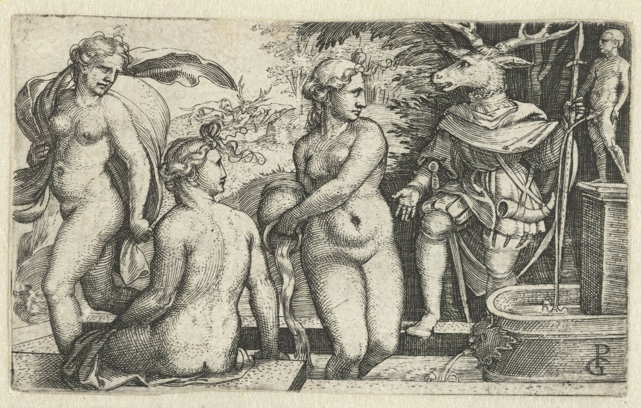 Diana zamienia Acteona w jelenia za karę autorstwa Georg Pencz