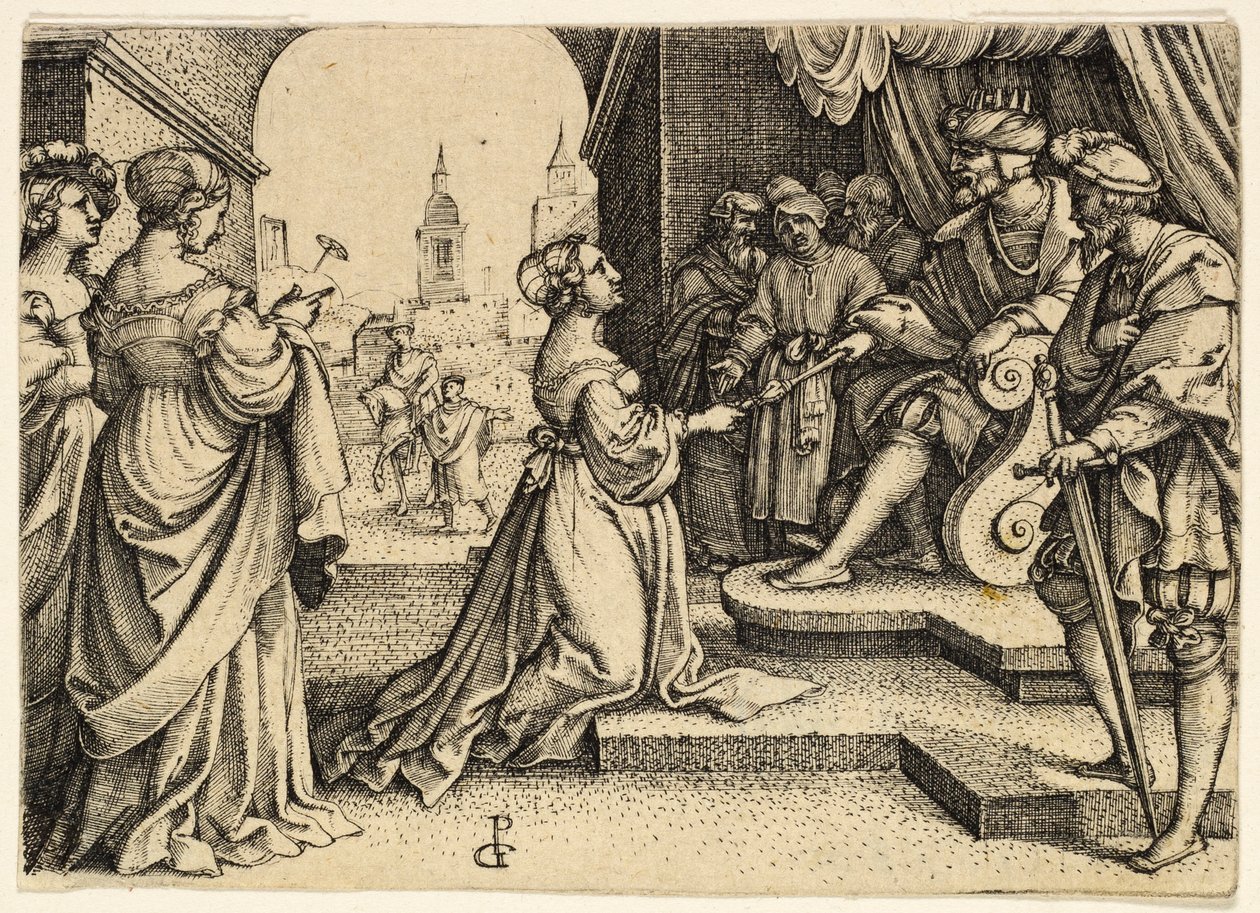 Estera przed Aswerusem autorstwa Georg Pencz
