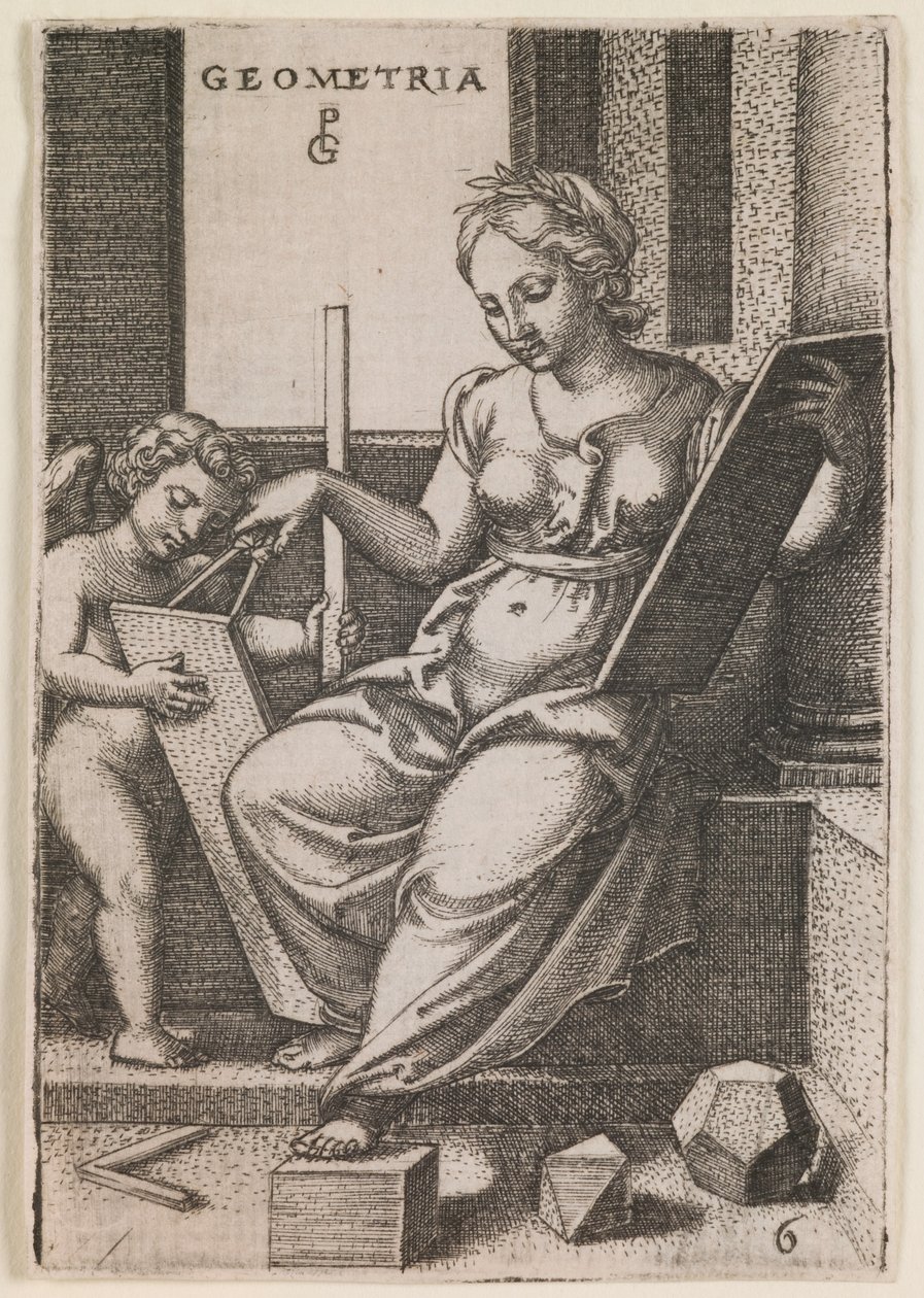 Geometria, z serii "Sztuki wyzwolone", ok. 1541 (rycina) autorstwa Georg Pencz