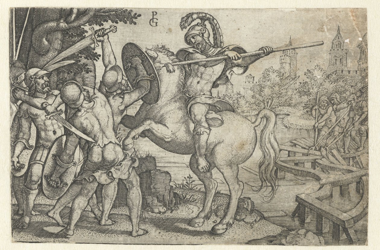 Horace Cocles broni mostu na Tybrze Opowieści z wczesnej historii rzymskiej (tytuł serii) autorstwa Georg Pencz