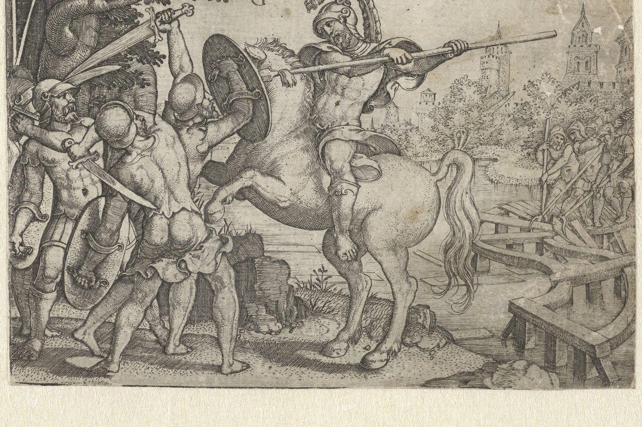 Horace Cocles broni mostu na Tybrze Opowieści z wczesnej historii rzymskiej (tytuł serii) autorstwa Georg Pencz