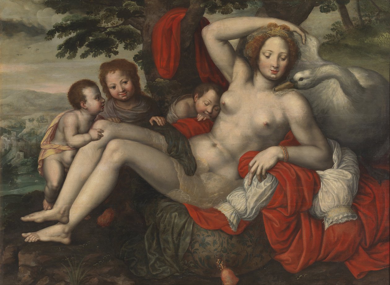 Leda i łabędź, połowa XVI wieku autorstwa Georg Pencz