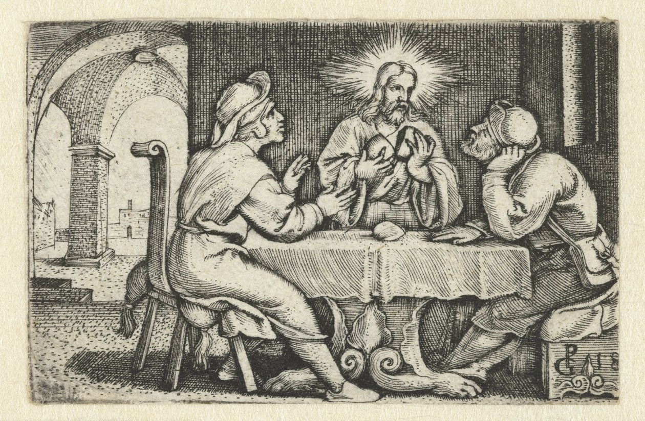 Posiłek w Emaus Życie Chrystusa (tytuł serii) autorstwa Georg Pencz