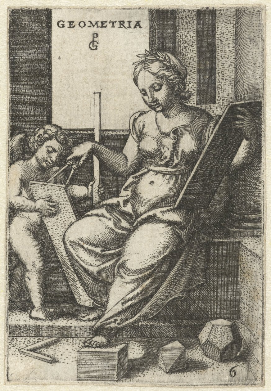 Geometria Geometria (tytuł na obiekcie) Siedem sztuk wyzwolonych (tytuł serii) autorstwa Georg Pencz