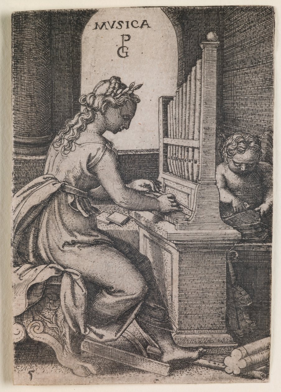 Muzyka, z serii "Sztuki wyzwolone", ok. 1541 (rycina) autorstwa Georg Pencz
