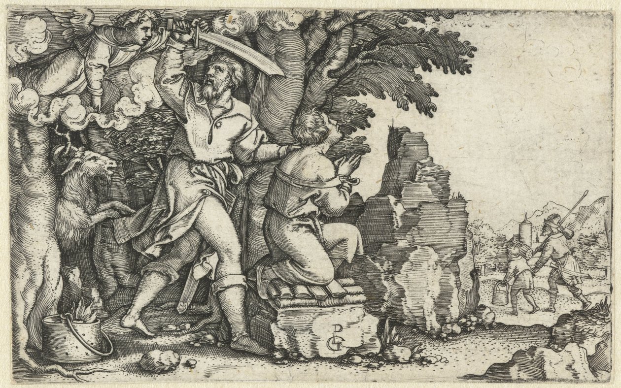 Ofiara Abrahama od Izaaka Historia Abrahama (tytuł serii) autorstwa Georg Pencz