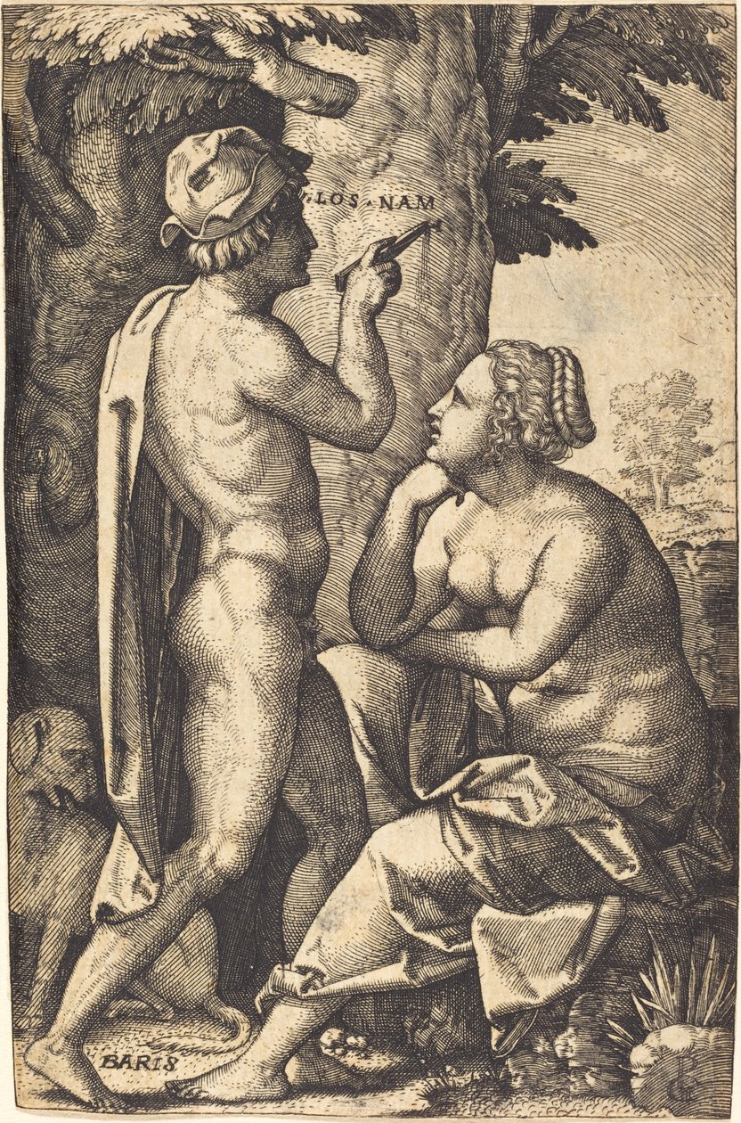 Paryż piszący słowa miłości do „Oenone” autorstwa Georg Pencz
