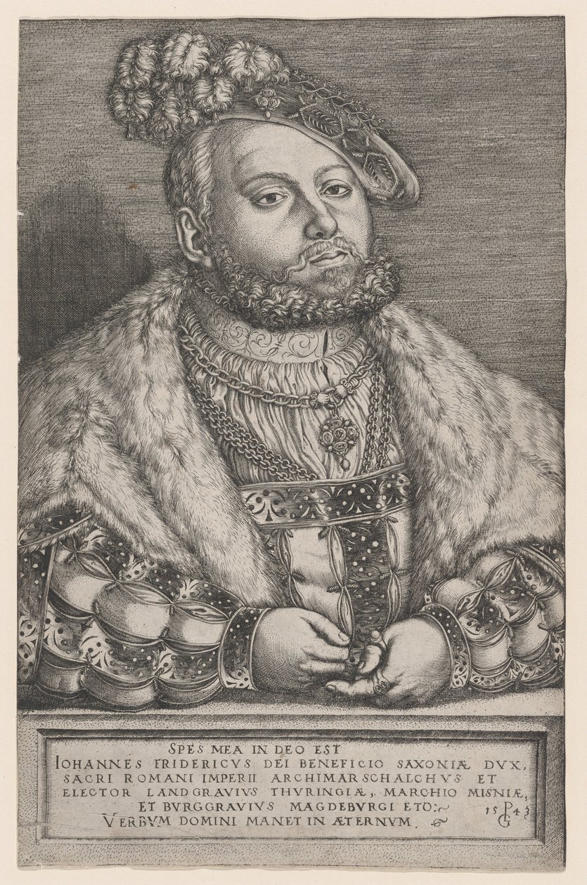 Portret Johanna Friedricha Wspaniałego, elektora saskiego, 1543. autorstwa Georg Pencz