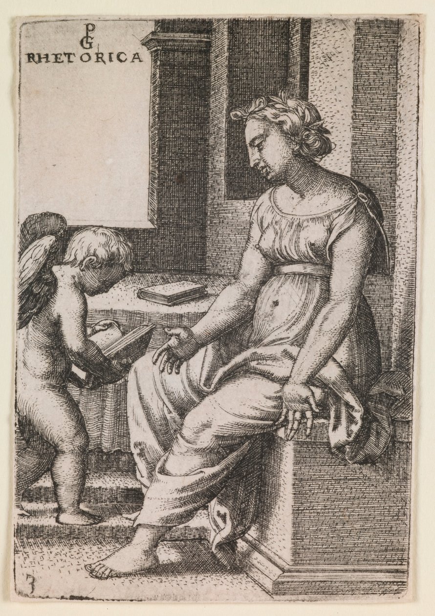 Rhetoryka, z cyklu „Sztuki wyzwolone” autorstwa Georg Pencz