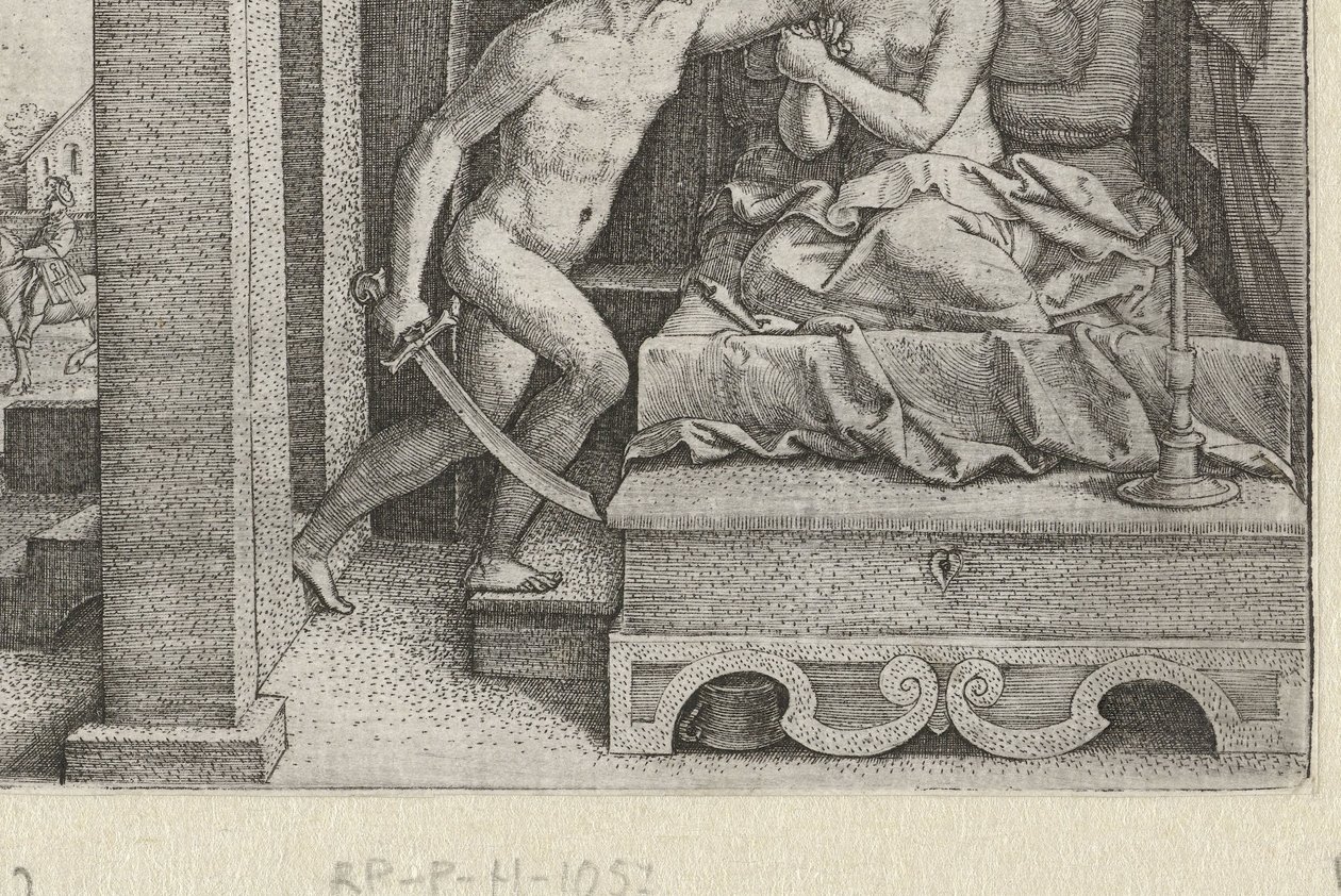 Sekstus gwałci Lukrecję pod groźbą miecza Opowieści z wczesnej historii rzymskiej (tytuł serii) autorstwa Georg Pencz