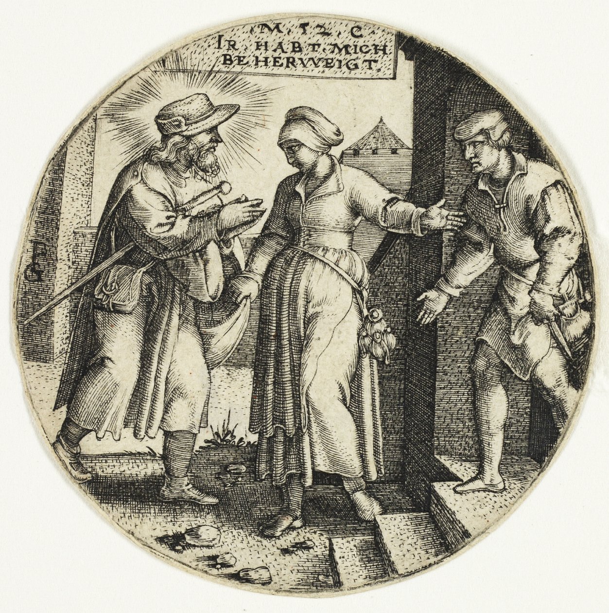 Schronienie nieznajomych, z Siedmiu Aktów Miłosierdzia autorstwa Georg Pencz