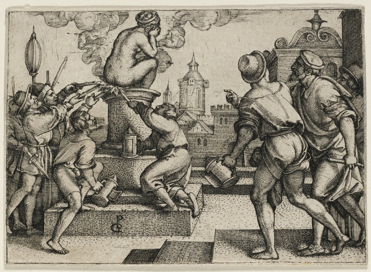 Kurtyzana ukarana, z Historii maga Virgil autorstwa Georg Pencz