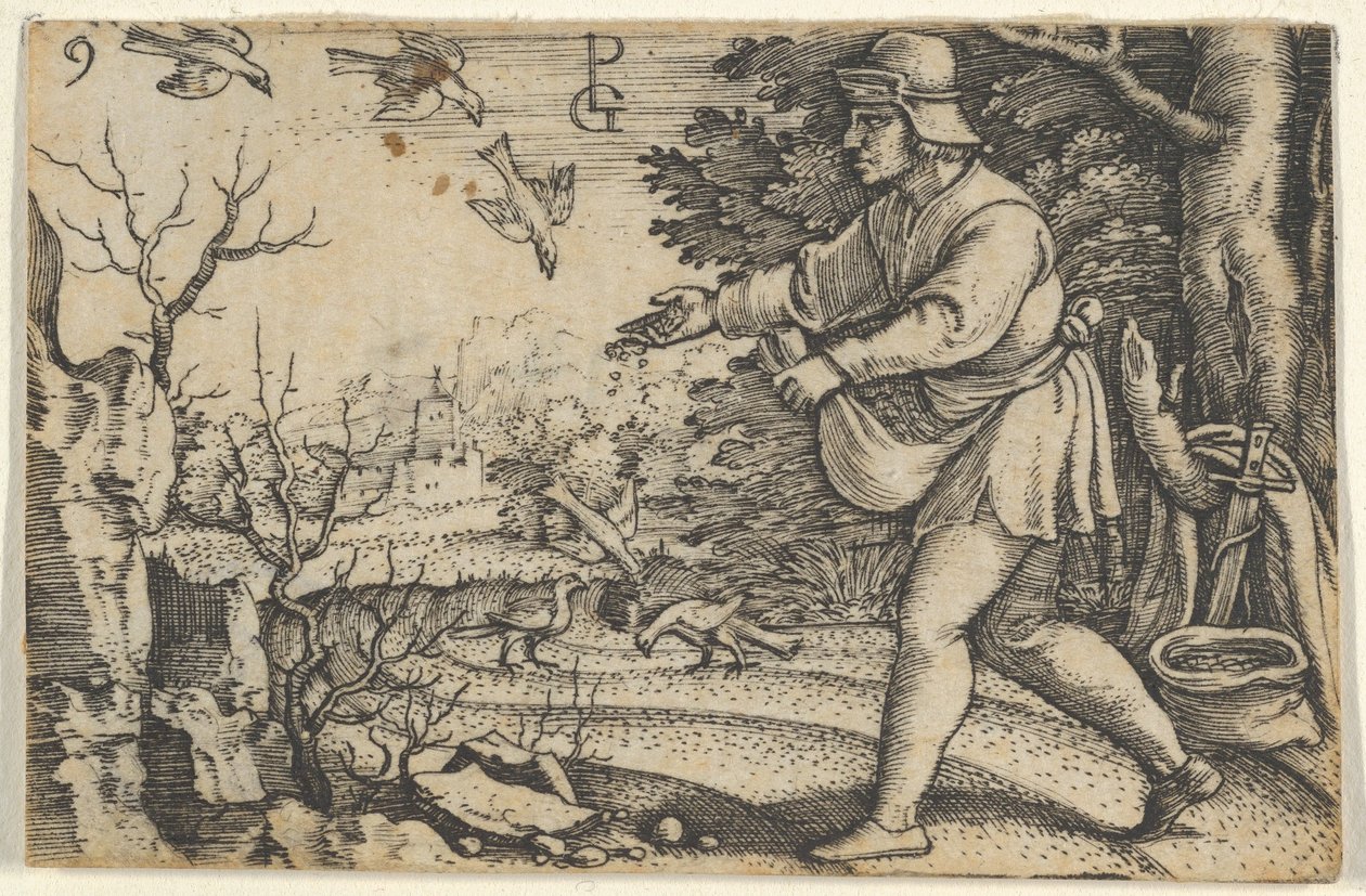 Przypowieść o siewcy z Historii Chrystusa, 1534-35. autorstwa Georg Pencz