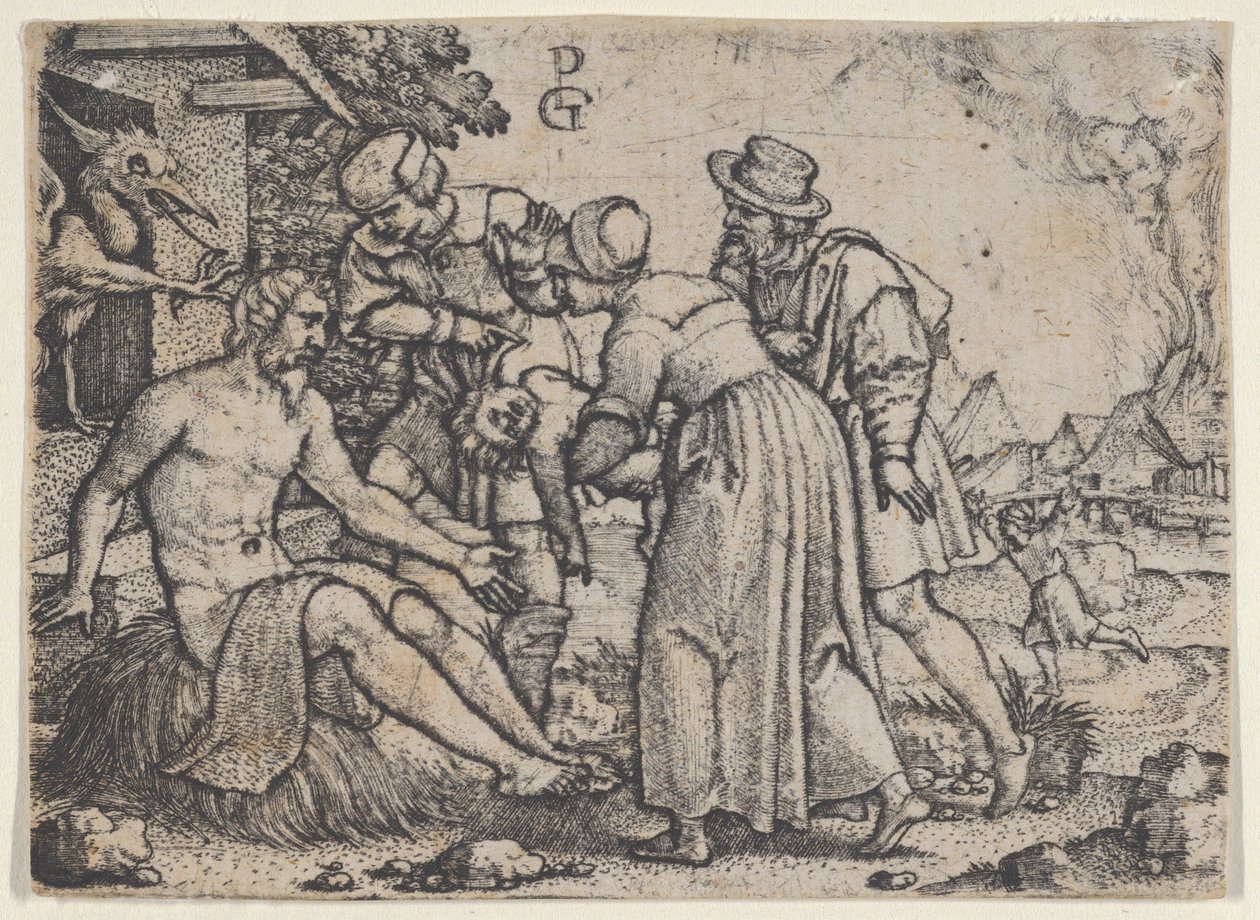 Prześladowanie Hioba. autorstwa Georg Pencz