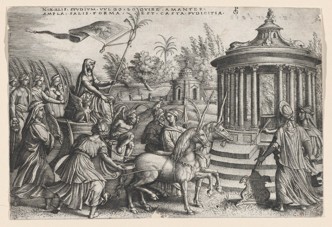 Triumf Czystości nad Miłością, z Triumfów Petrarki. autorstwa Georg Pencz