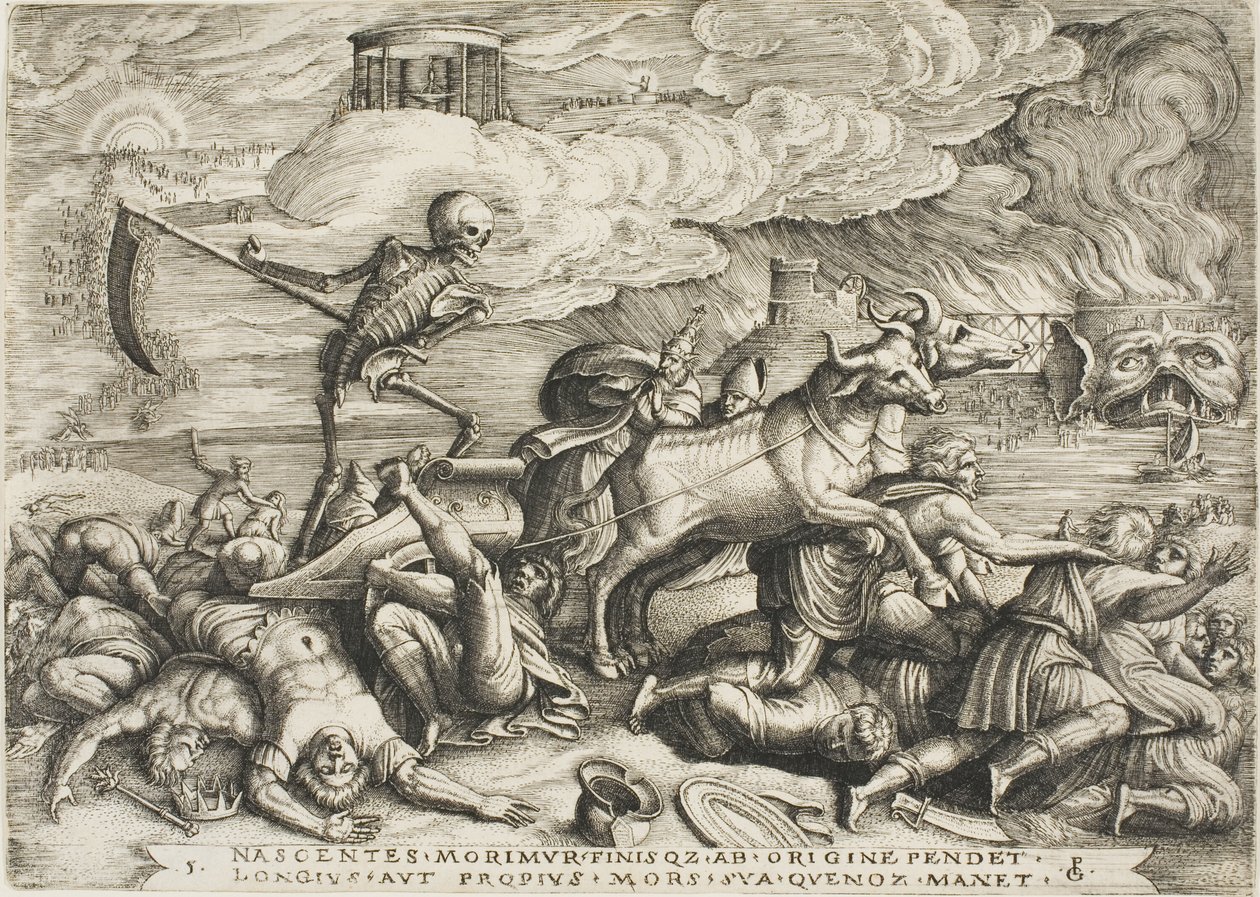 Triumf śmierci, płyta piąta z Triumfów Petrarki autorstwa Georg Pencz