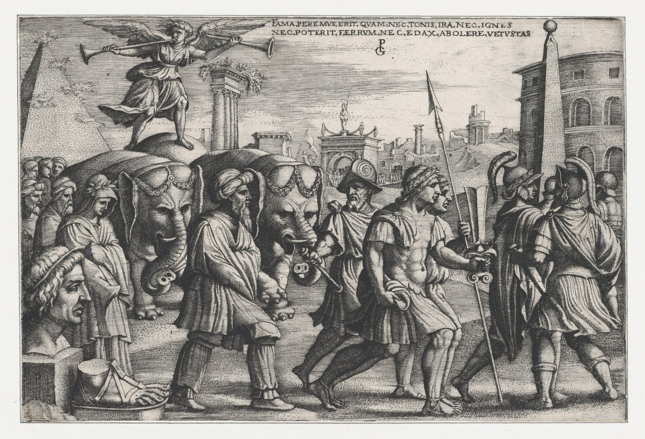 Triumf sławy o czystości, z „Triumfów Petrarki”. autorstwa Georg Pencz