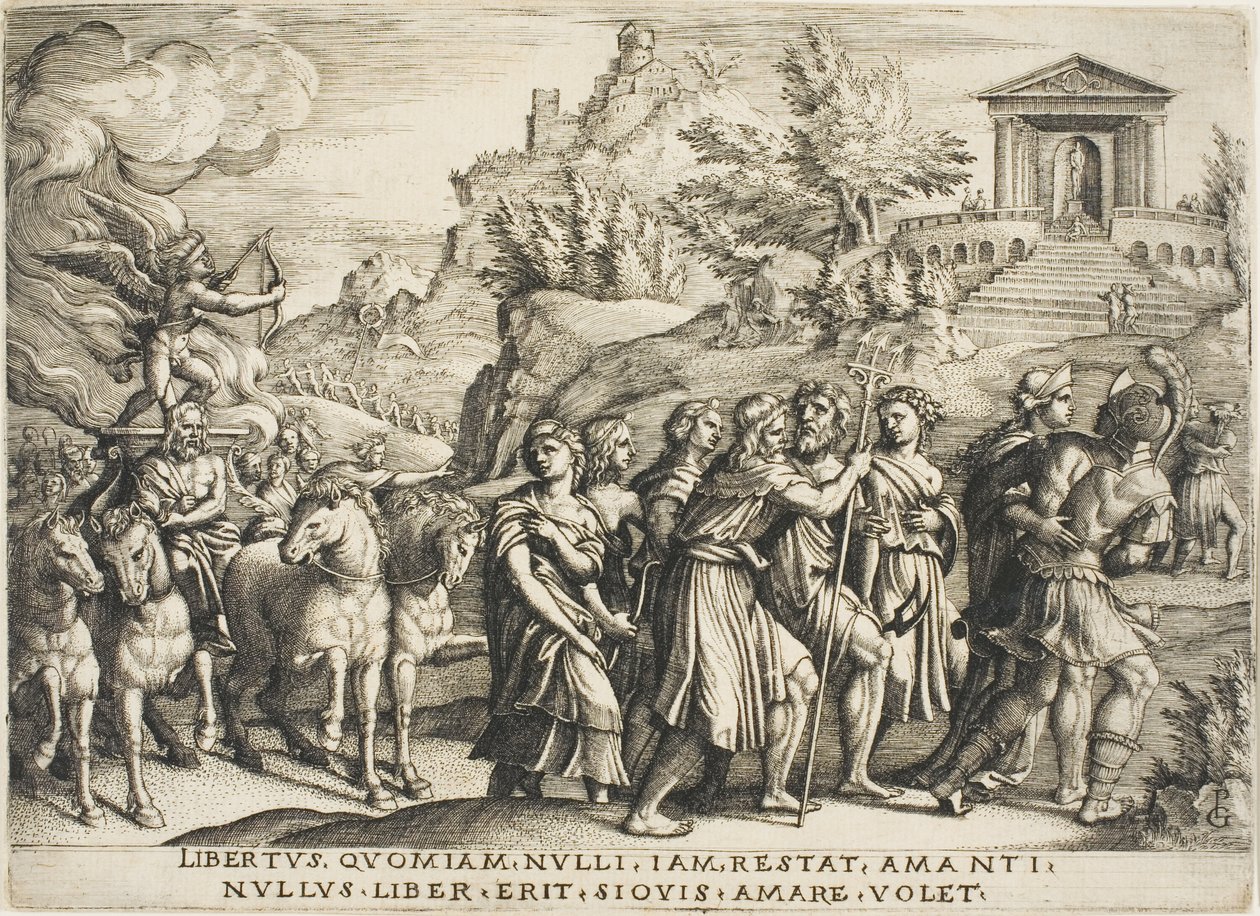 Triumf miłości, płyta pierwsza z Triumfów Petrarki autorstwa Georg Pencz